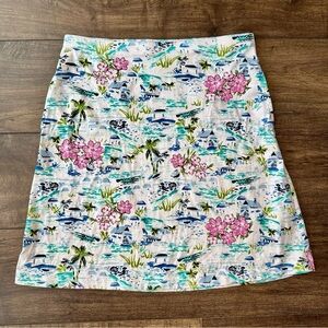 J.Jill Tropical Toile Print Easy Knit Seaside Tropical Skirt - Women’s Small